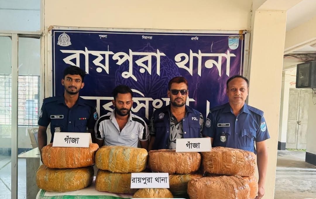 রায়পুরায় পুলিশি থাবা: ৭০ কেজি গাঁজাসহ কারবারি গ্রেপ্তার, ১টি মাইক্রোবাস জব্দ